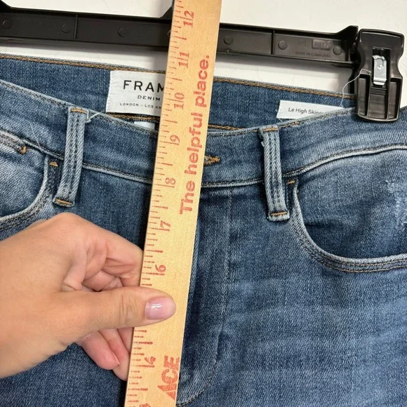 FRAME Le High Skinny Crop Jeans Denim Blue Wash High Rise Womens Size‎ 26 - Picture 4 of 6